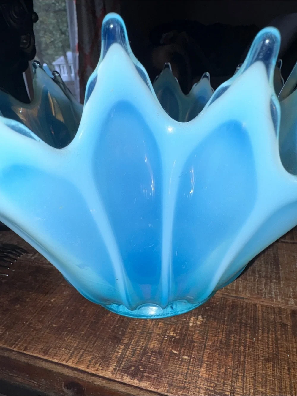 Vintage Stunning Fostaria Art Glass Blue Aqua Decorative Bowl - Home Accents